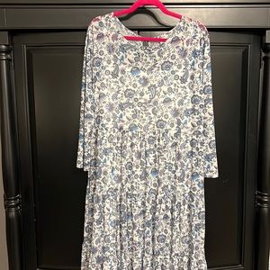 Fun Midi Length Dress in Blues and Purples